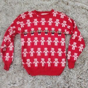 The Eagle's Eye Vintage Bear Print Sweater Red Size Medium